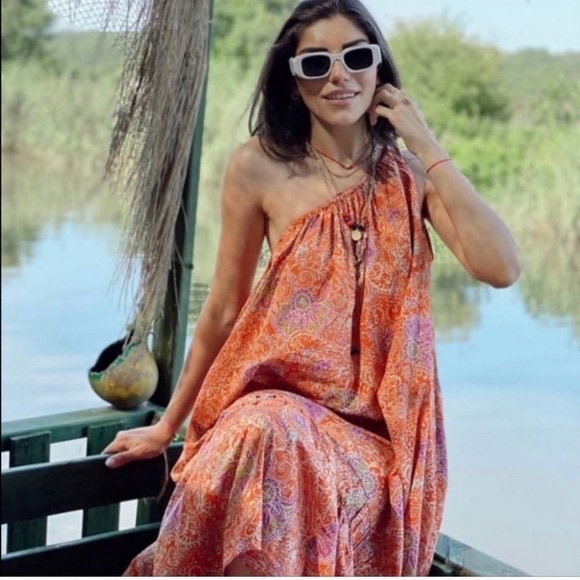 Zara Floral Printed Asymmetric One Shoulder Dress - Picture 5 of 12